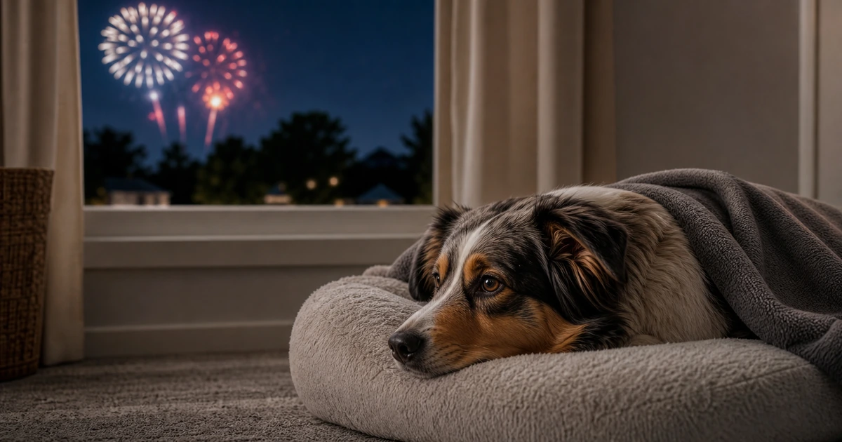 Illustration for “Pet Safety During Fireworks and Thunderstorms”